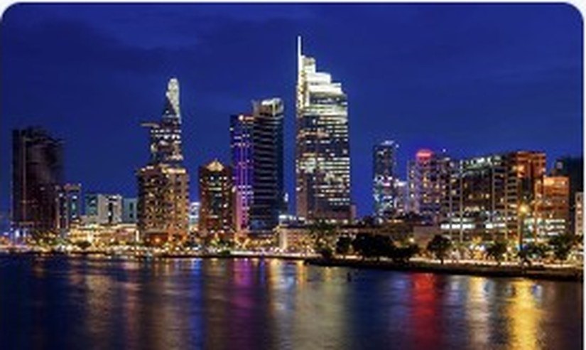 Night skyline along the Saigon River